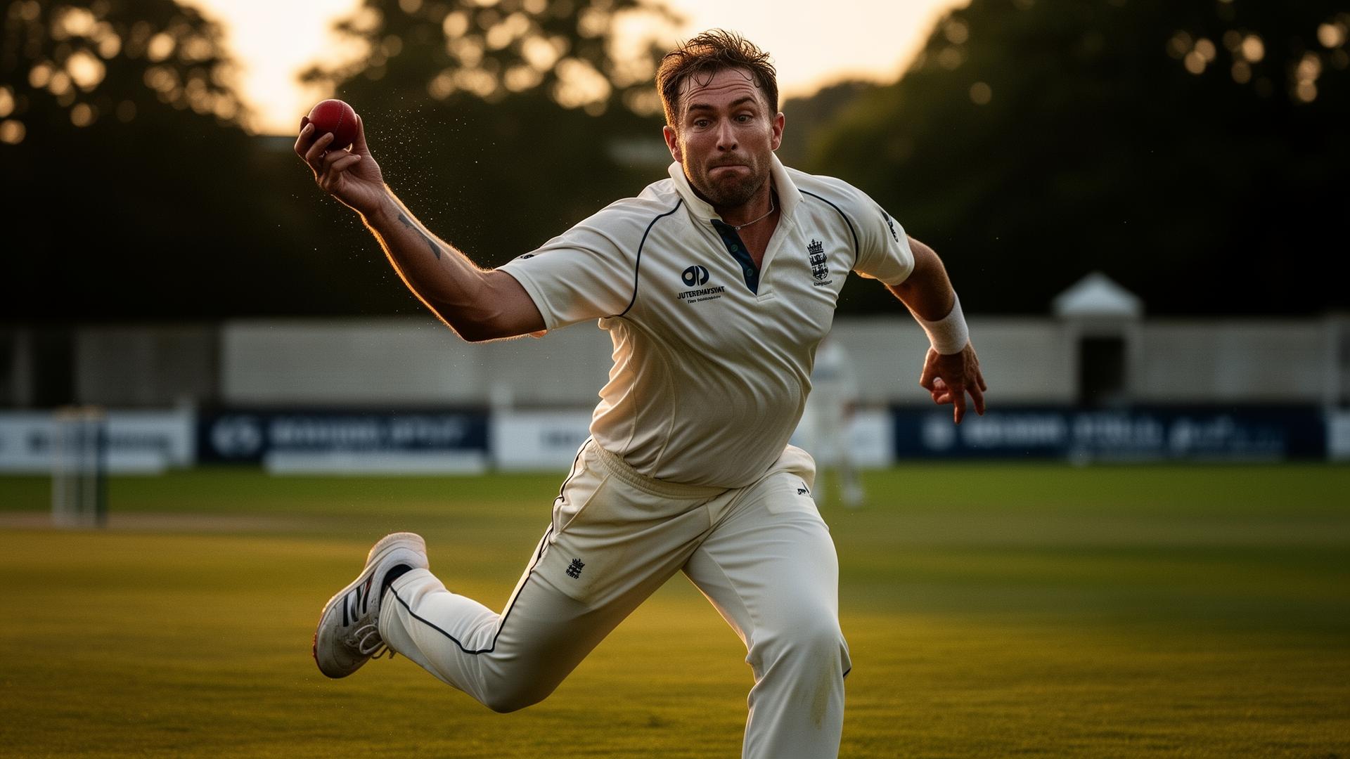 Fast bowler in delivery stride